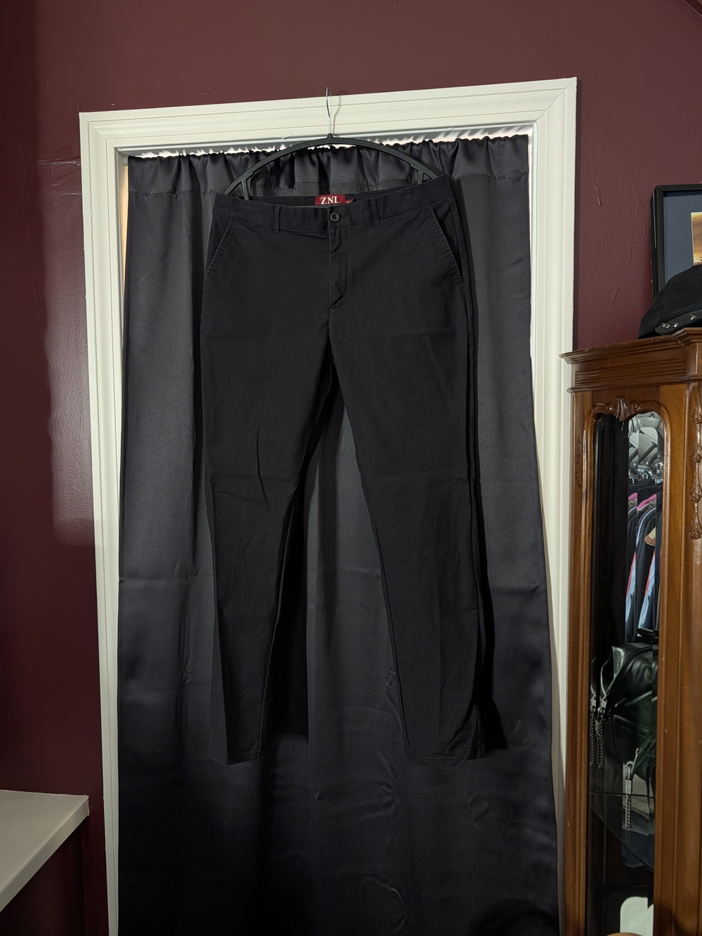 ZANELLA Woven Black Stretch Cotton/Lyocell Mens Flat Front Pants 34x32